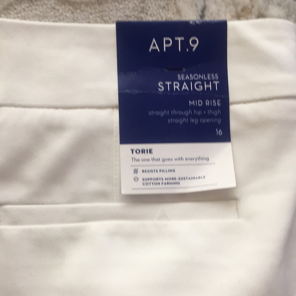 Apt.9 Torie Straight Leg Mid Rise Pants in Ivory Tusk Womens Sizes 16 - Picture 4 of 6
